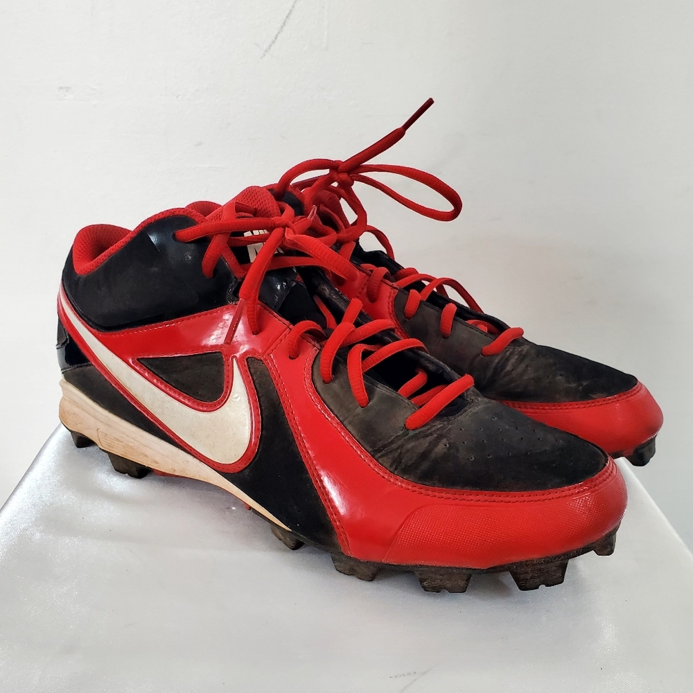 NIKE MVP Strike Baseball Metal Cleats Mens 12 US Black Red
